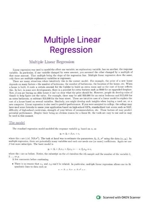 Image result for Multiple Linear Regression Write Up