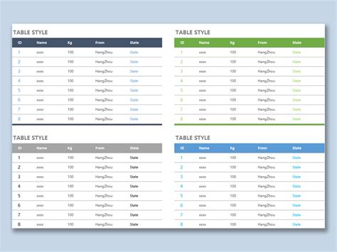 Image result for Excel Table Format Template