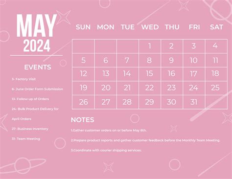 Image result for Pink Calender May