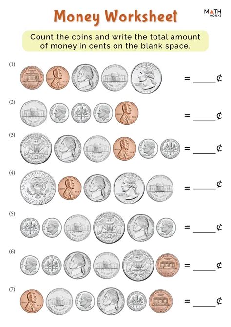 Image result for 3rd Grade Math Worksheets Counting Money