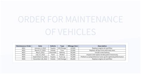 Image result for Basic Vehicle Maintenance Request Form
