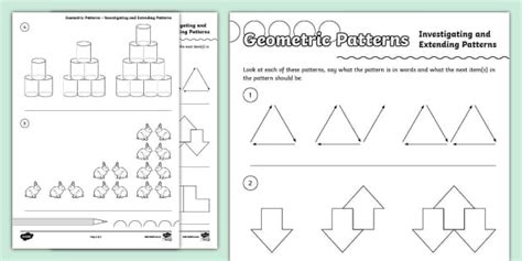 Numeric and Geometric Patterns Grade 7 Worksheets - Twinkl