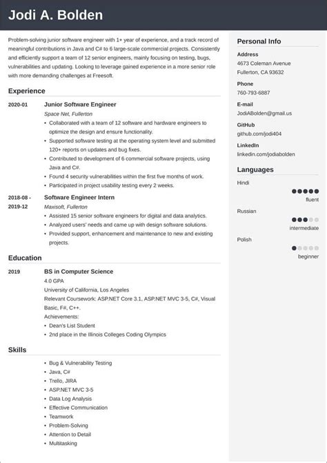 Image result for Entry Level Engineer Resume Example