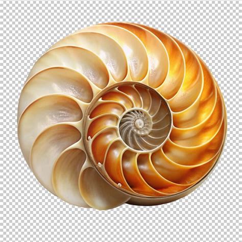 Toradh íomhá ar Nautilus Shell Drawing with Transparent Background