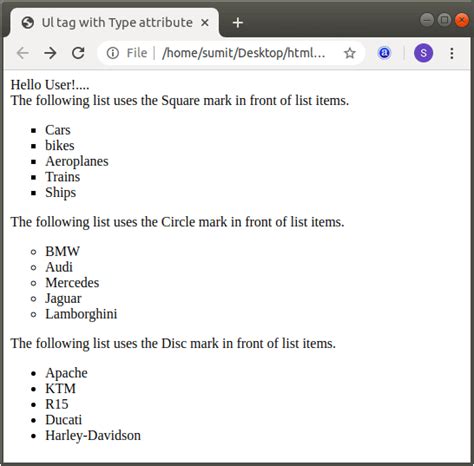 Image result for HTML Code UL