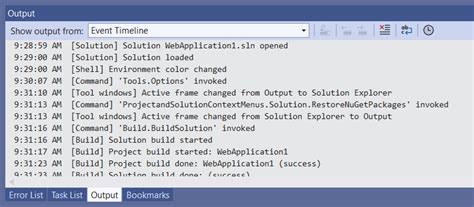 Image result for Events List Visual Studio