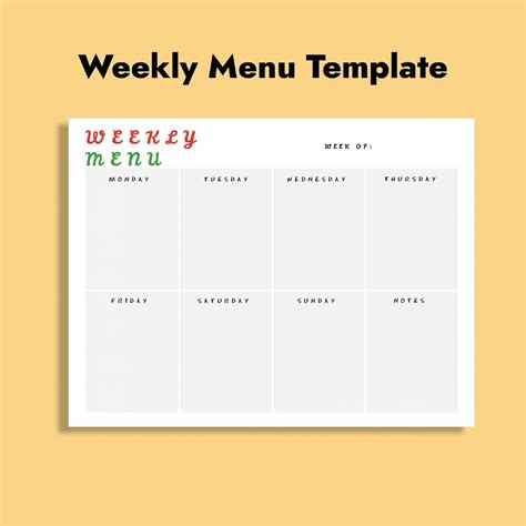 Editable Weekly Menu に対する画像結果