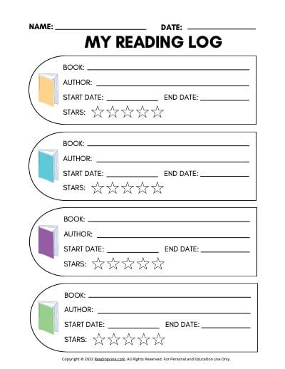 Afbeeldingsresultaten voor Elementary Reading Logs