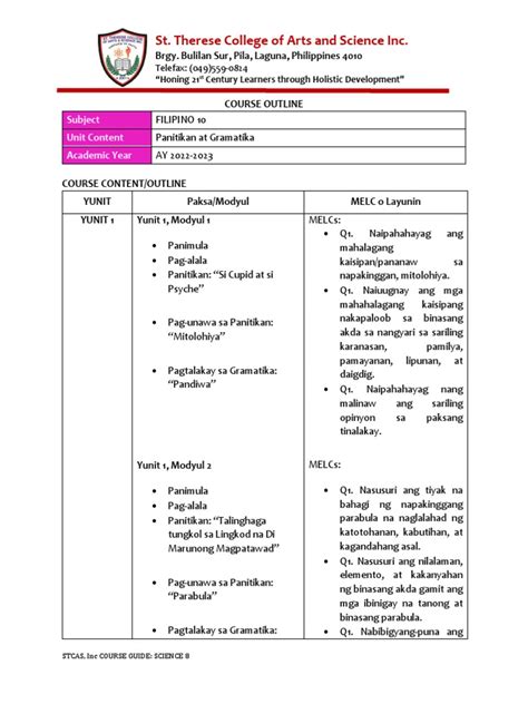 Image result for Course Description Examples Tagalog