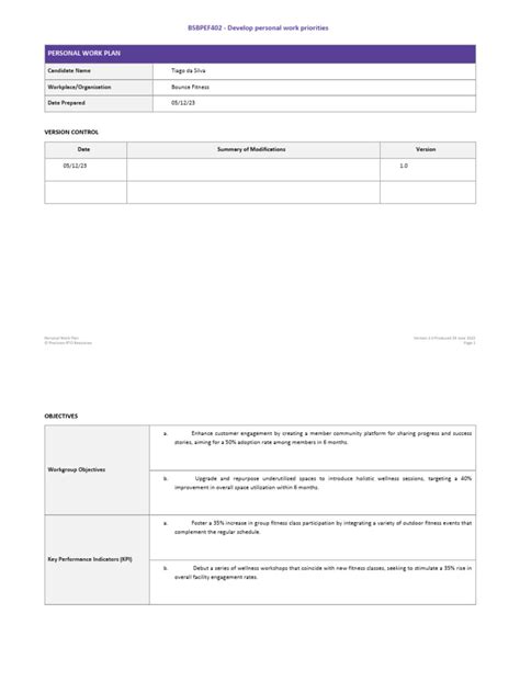 Image result for Personal Work Plan Examples