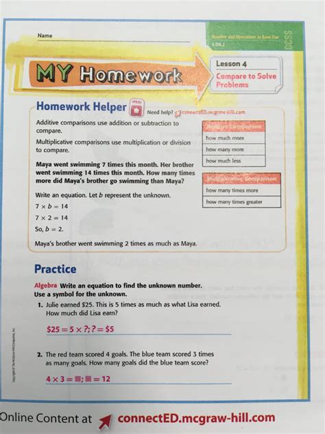 4th Grade Math Homework Answers に対する画像結果