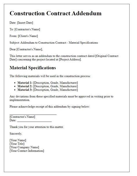 Toradh íomhá ar Construction Specifications Addendum Example