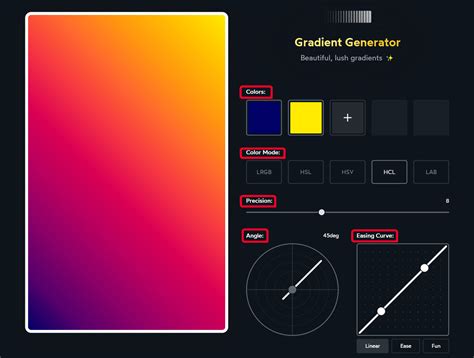 Linear Gradient in CSS Generator に対する画像結果