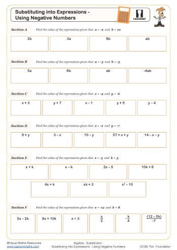 Substitution Math Worksheets に対する画像結果