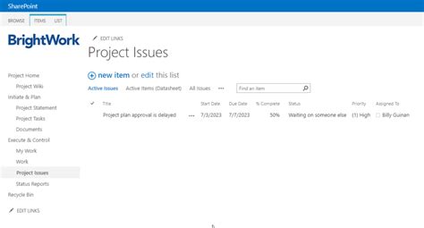 Toradh íomhá ar SharePoint Project Tracker Examples