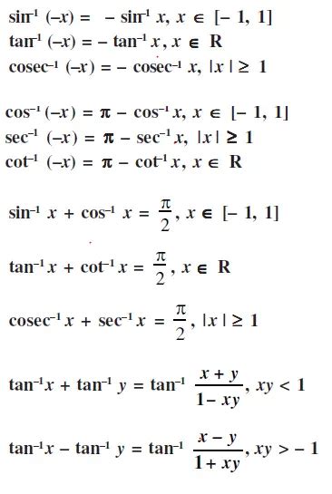 Image result for Inverse Trigonometric Functions Class 12 Formula Sheet