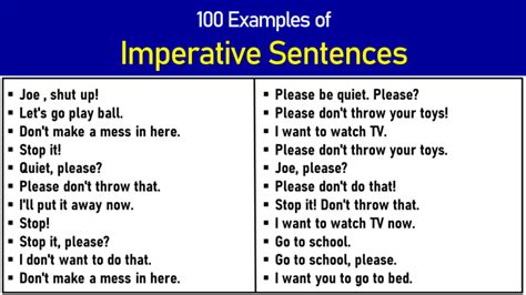 100 Examples of Imperative Sentences - EngDic