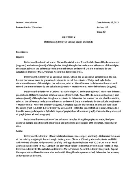 Image result for Density Lab Report