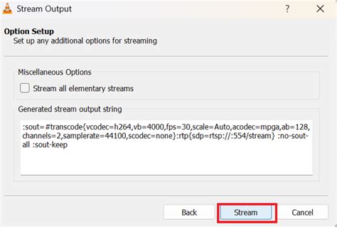 Toradh íomhá ar Stream VLC with Wizard