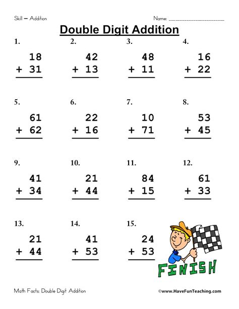 Image result for Double-Digit Addition Printable