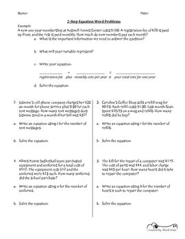 Image result for 2 Step Equations Word Problems
