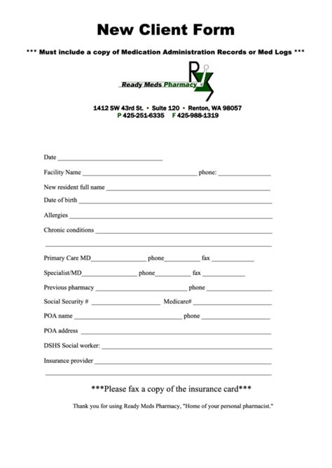 Image result for New Client Form