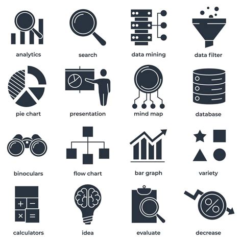 Set of Data analysis icon logo vector illustration. Data Analysis pack ...
