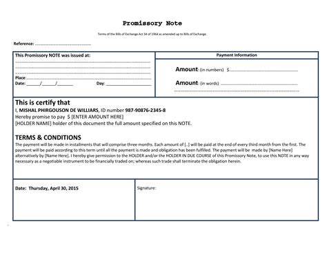 Image result for Promissory Note Template PDF