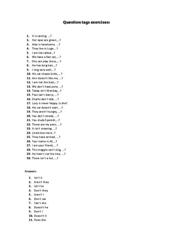 Question Tags Exercises to Match に対する画像結果
