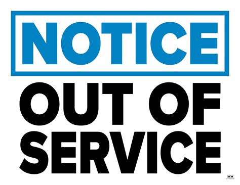 Toradh íomhá ar Out of Service Sign Printable PDF
