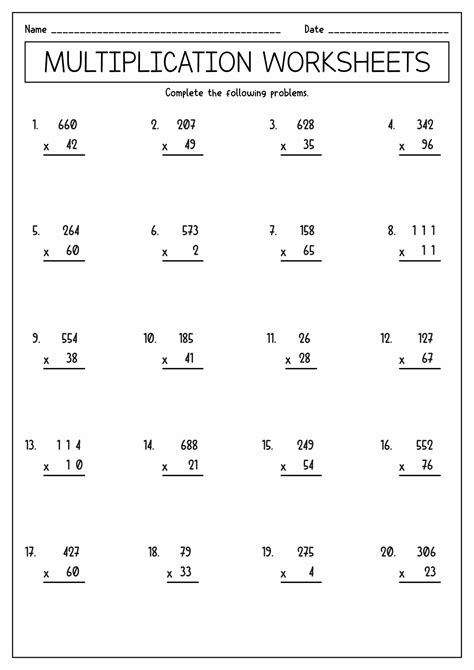 Image result for 4th Grade Multiplication Worksheets Printable