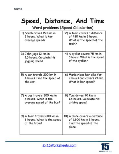 Finding Speed Worksheet に対する画像結果