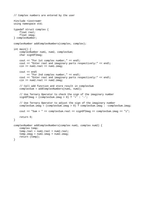 Complex Numbers Using Member Function in C Programs に対する画像結果