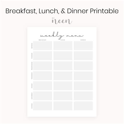 Image result for Breakfast Lunch/Dinner Printable Menu