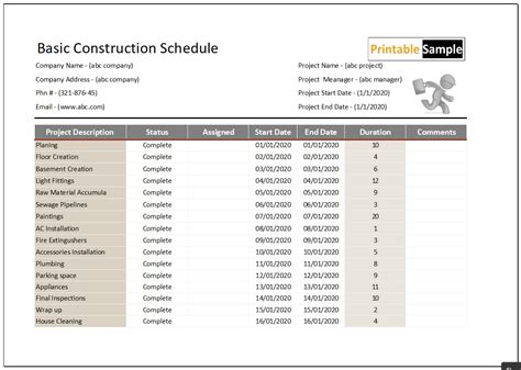 Image result for Construction Project Schedule Template Excel Download