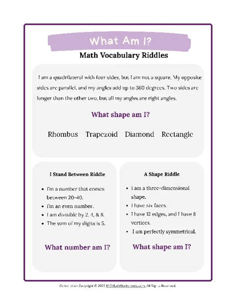 Image result for 5th Grade Math Riddles Worksheet