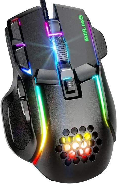 WolfLawS Wired Gaming Mouse, High-Precision 12800 DPI, 10 Programmable ...