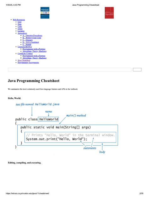 Java Cheet Sheet PDF に対する画像結果