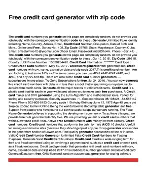 Image result for Random Credit Card Generator with Zip Code