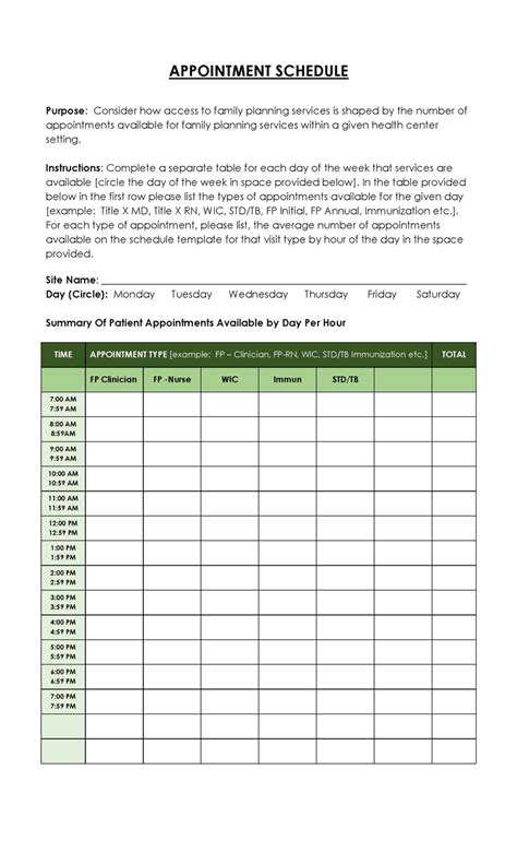 Appointment Schedule Template Word に対する画像結果