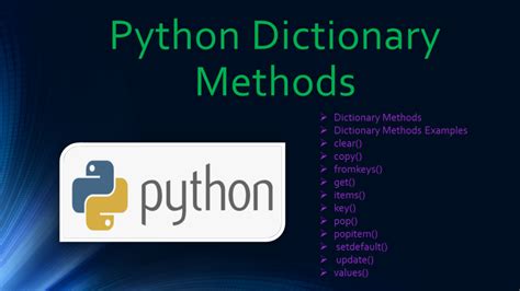 Image result for Dictionary Methods in Python