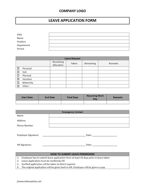 Image result for Editable Leave Application Form