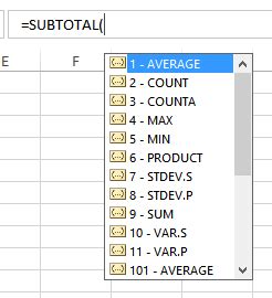 Toradh íomhá ar Excel Subtotal Function Examples