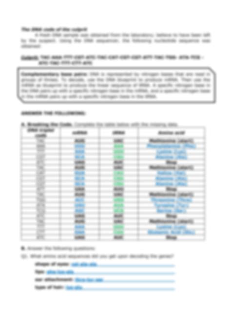 Toradh íomhá ar Decoding DNA Worksheet