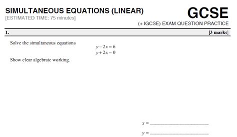 Toradh íomhá ar Simultaneous Equations Questions