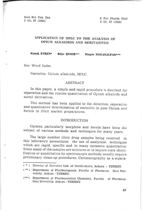 Image result for Opium Alkaloids Chromatography