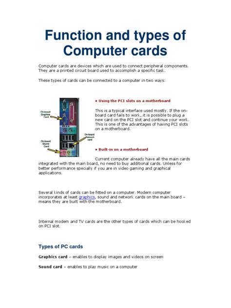 Image result for All Types of Card in Computer