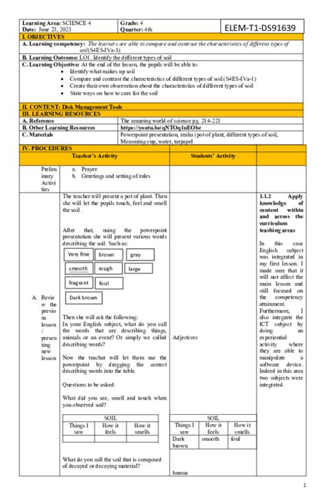 Toradh íomhá ar Detailed Lesson Plan Types of Soil