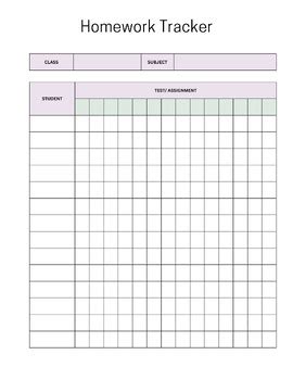 Image result for Free Printable Homework Tracker