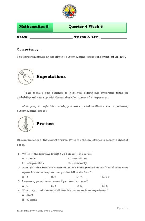 Image result for Mathematics 8 Quarter 4 Module 1